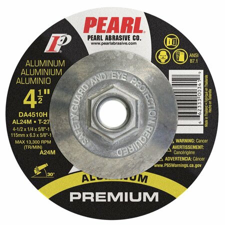 PEARL Premium DC Grinding Wheel For Aluminum 4-1/2 x 1/4 x 5/8-11 AL24M T-27 DA4510H